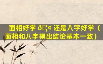 面相好学 🦢 还是八字好学（面相和八字得出结论基本一致）